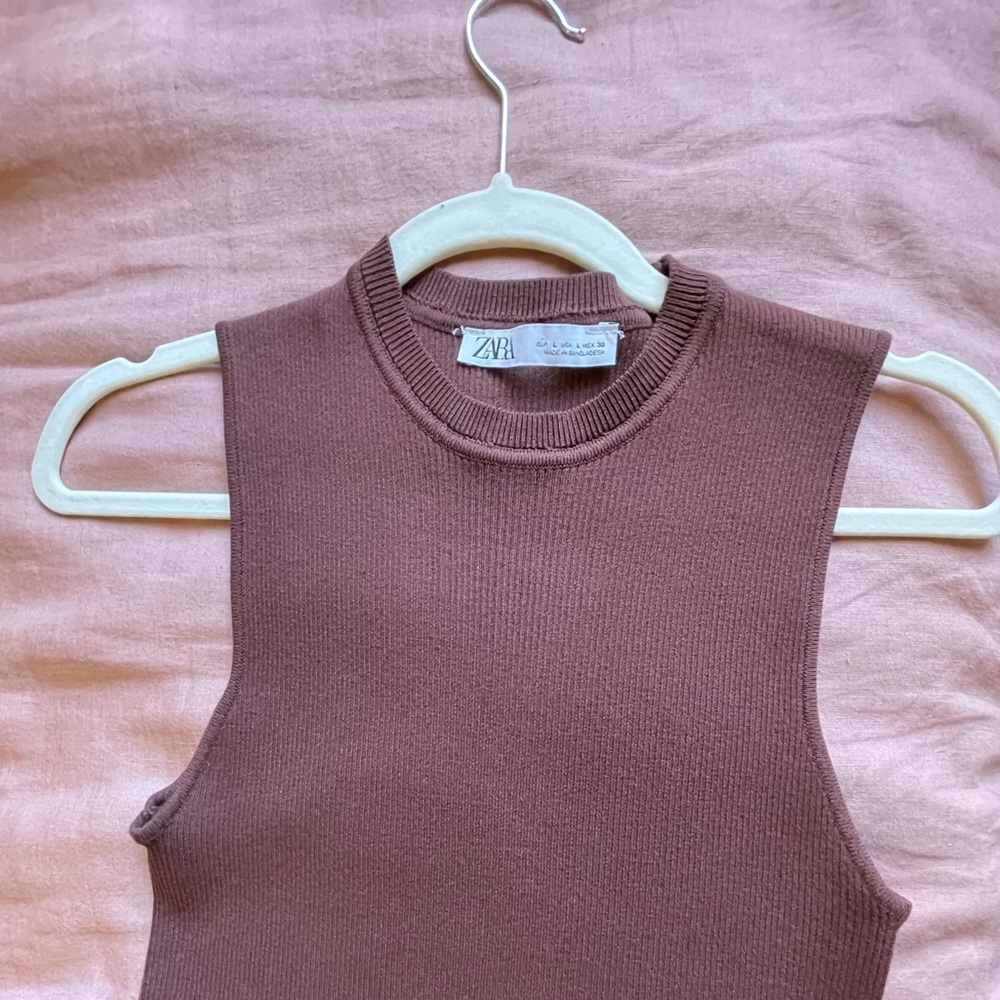 Zara Brown Ribbed dress